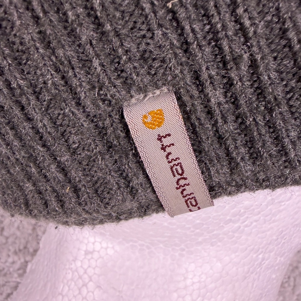 Carhartt Firesteel Beanie‎ Hat Mens One Size Gray Logo Acrylic Ribbed Ear Flaps - Picture 5 of 10